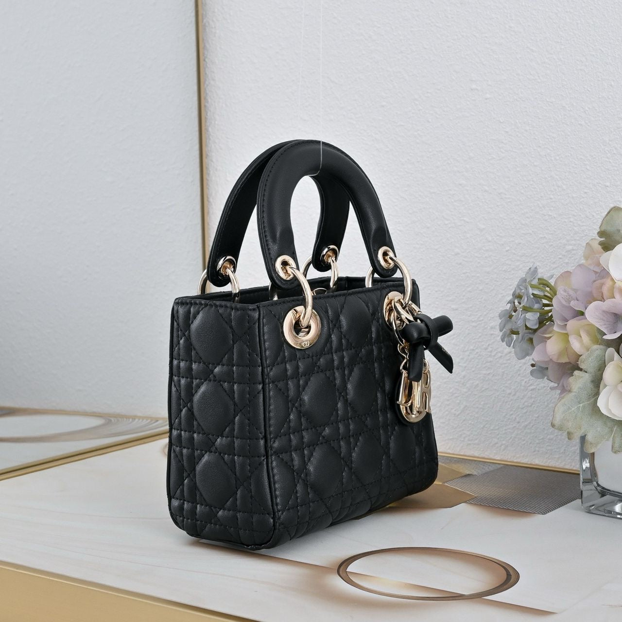 Premium Quality Quilted Leather Lady Bags with Gold Hardware