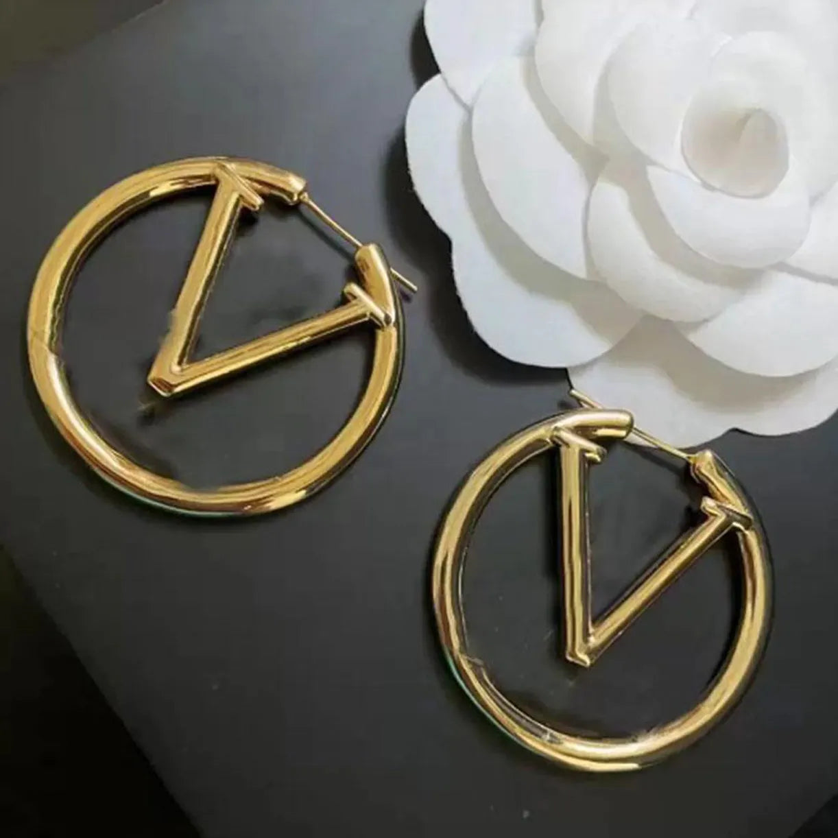 Hoop Earrings Studs Diameter 4cm Big Circle Simple Titanium Steel