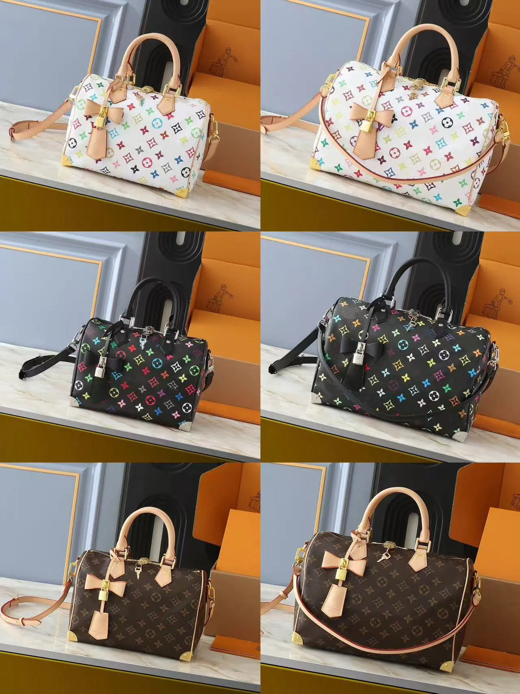Premium Quality Speedy with Leather Strap Shoulder Bags