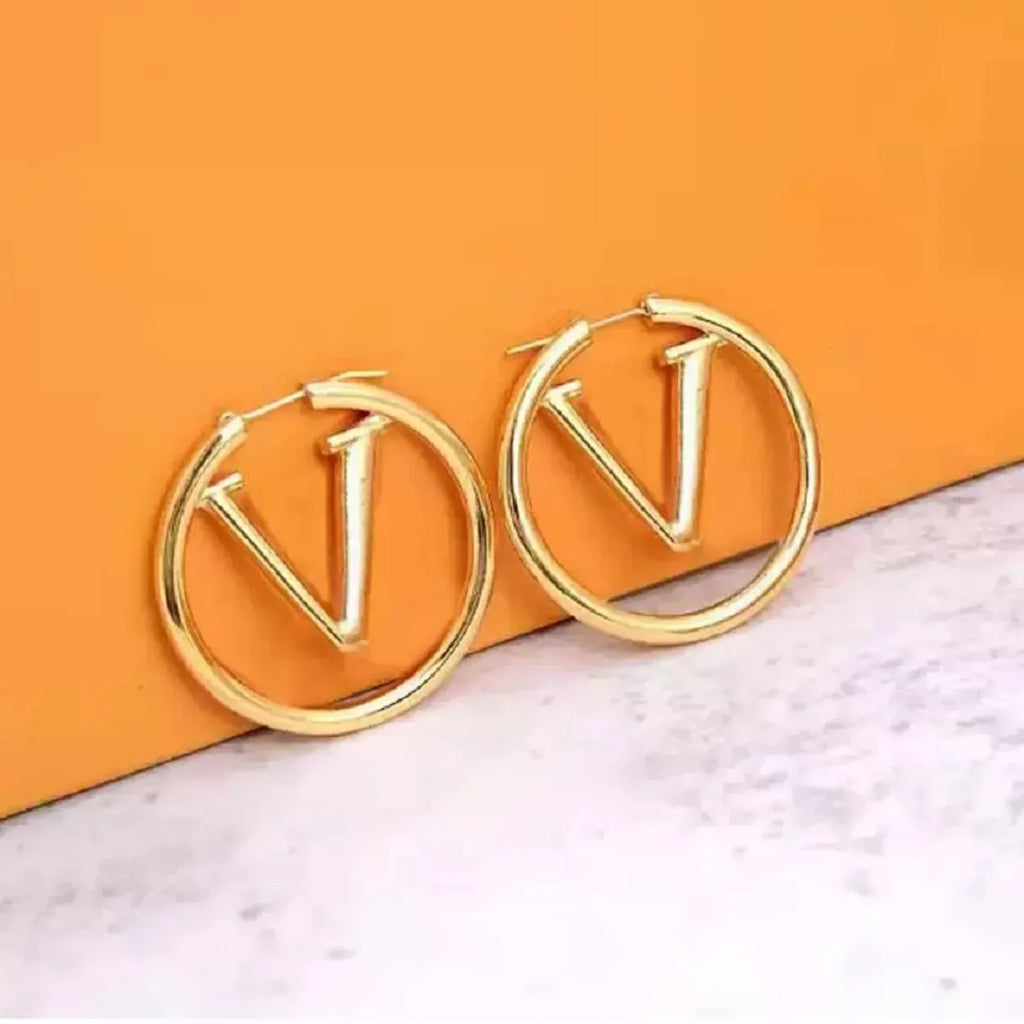 Hoop Earrings Studs Diameter 4cm Big Circle Simple Titanium Steel