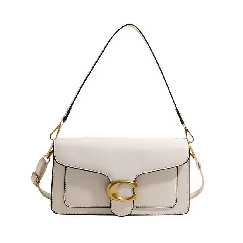New Women'S High-End Pure Color Simple Square Bag Multi-Layer Commuting Single Shoulder Bag Neutral Minimalist Style