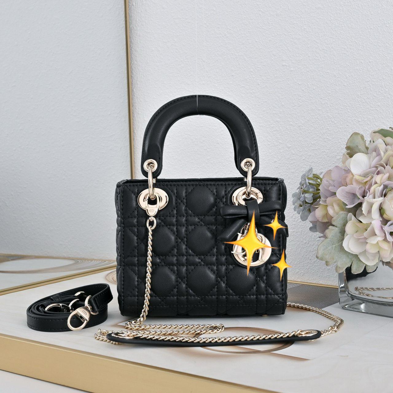 Premium Quality Quilted Leather Lady Bags with Gold Hardware