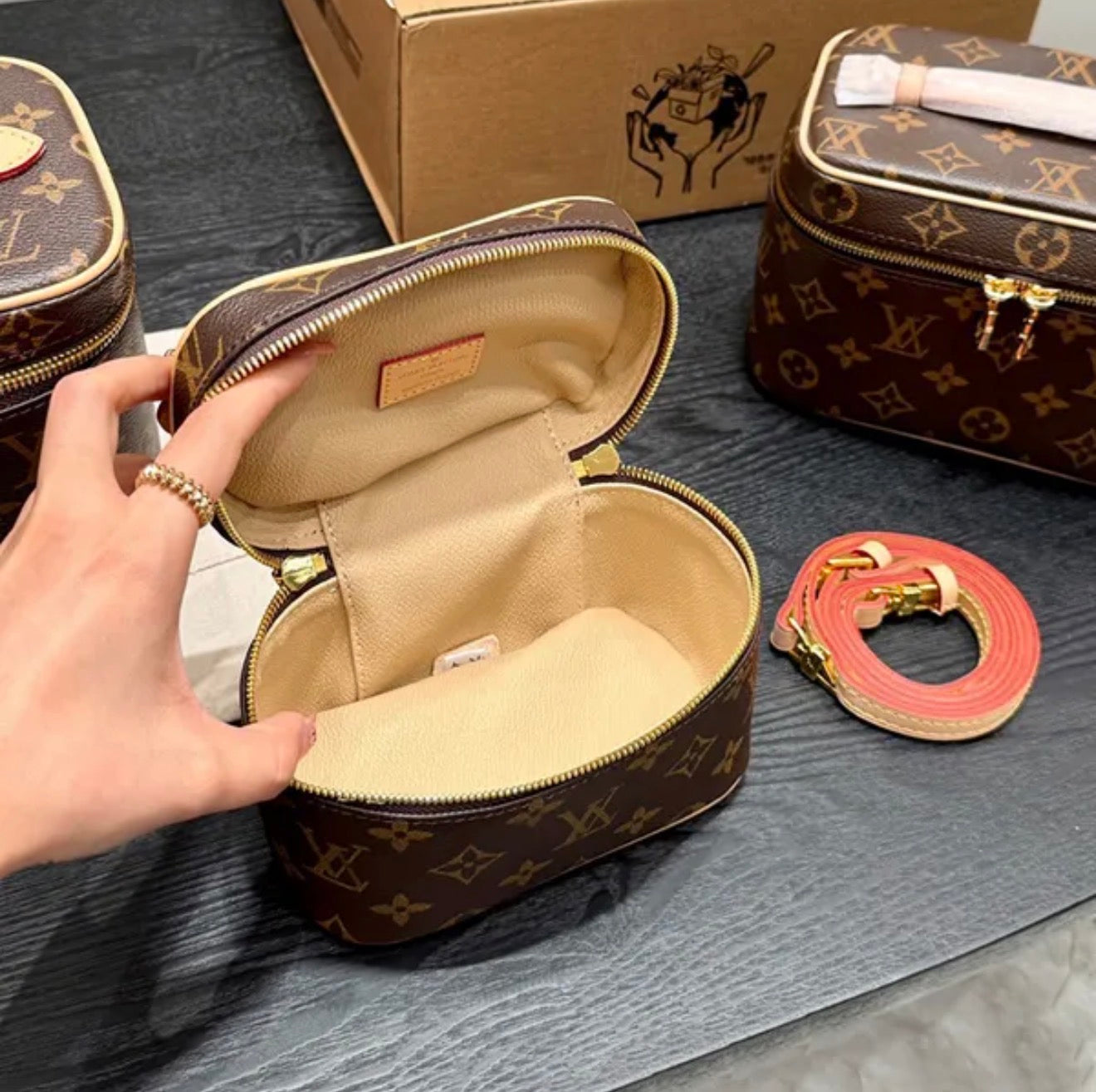 Premium Mirror Quality Makeup Vanity style Bag with straps