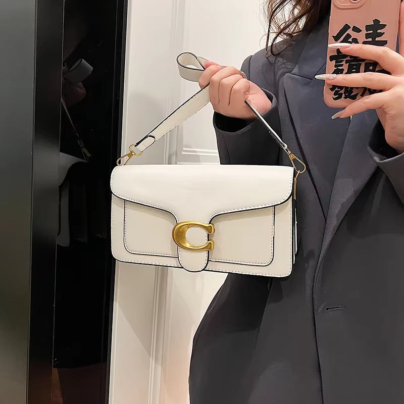 New Women'S High-End Pure Color Simple Square Bag Multi-Layer Commuting Single Shoulder Bag Neutral Minimalist Style