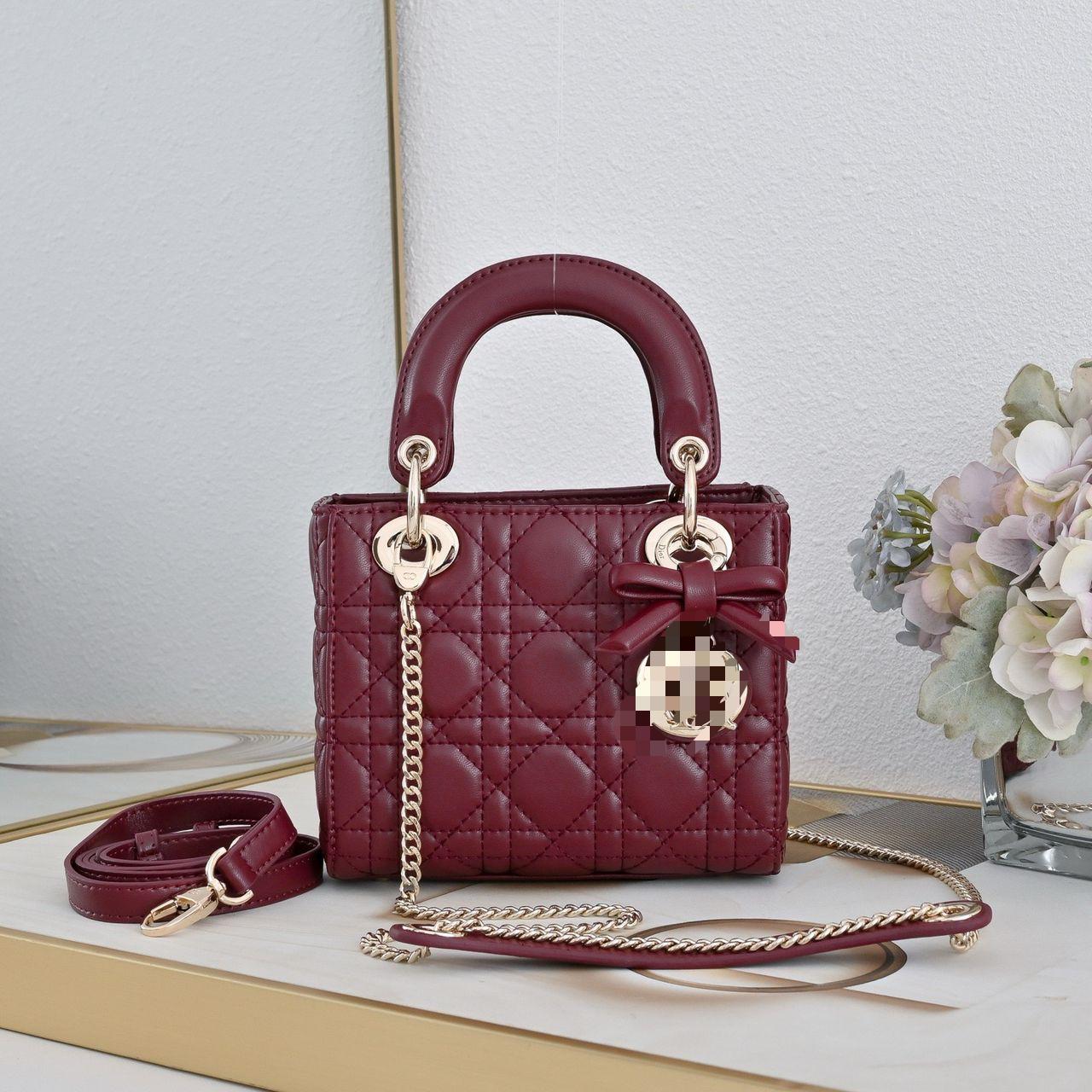 Premium Quality Quilted Leather Lady Bags with Gold Hardware