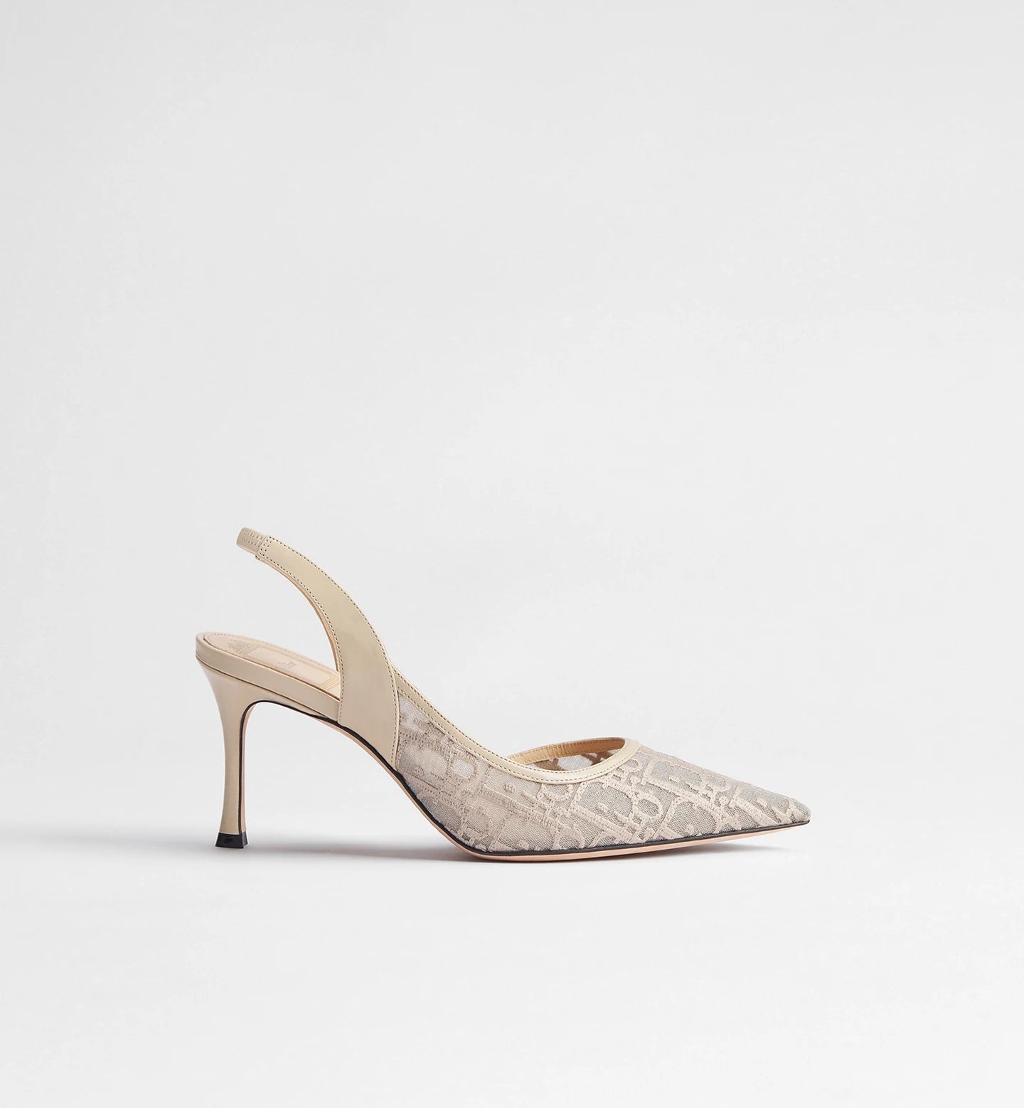 Premium Quality Adiorable Slingback Pump Heels with Embroidered Mesh