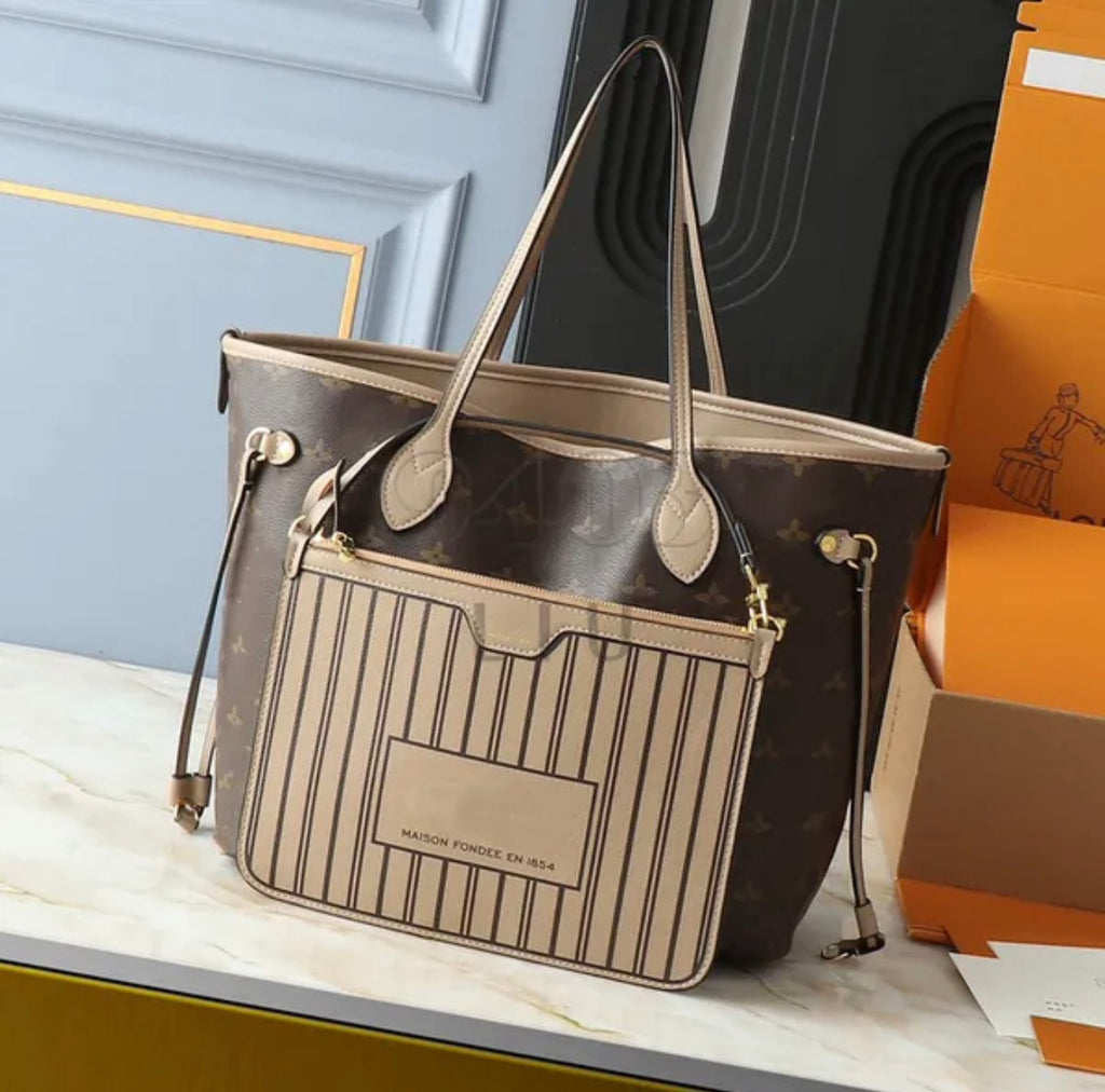 Premium Mirror Quality Inside-out Leather NeverFull MM style Tote
