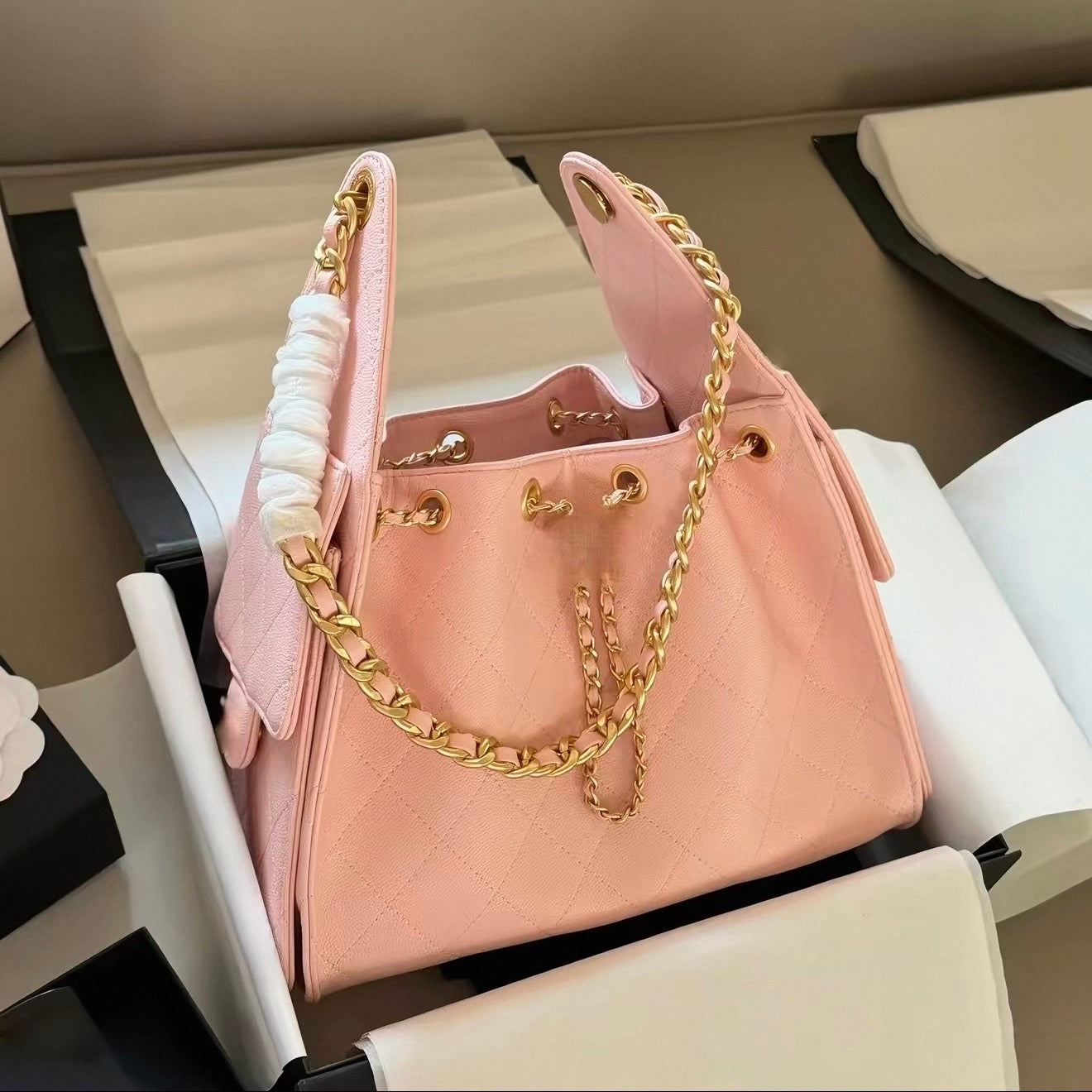 Premium Quality Leather Hobo Pocket Style With Gold Hardware