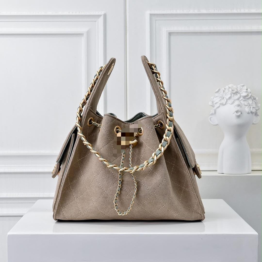 Premium Quality Suede Leather Hobo Pocket Style With Gold Hardware Size 25