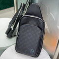Premium Mirror Quality Men’s Avenue Sling Bag in Black Leather