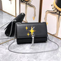 A18 Premium Quality Kate Small Tassel Shoulder Bag in black leather