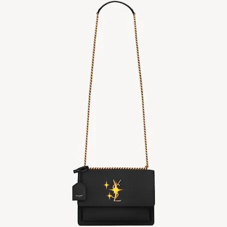 A18 Premium Quality Sunset Medium Shoulder Bag in black leather