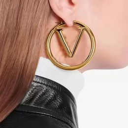 Hoop Earrings Studs Diameter 4cm Big Circle Simple Titanium Steel