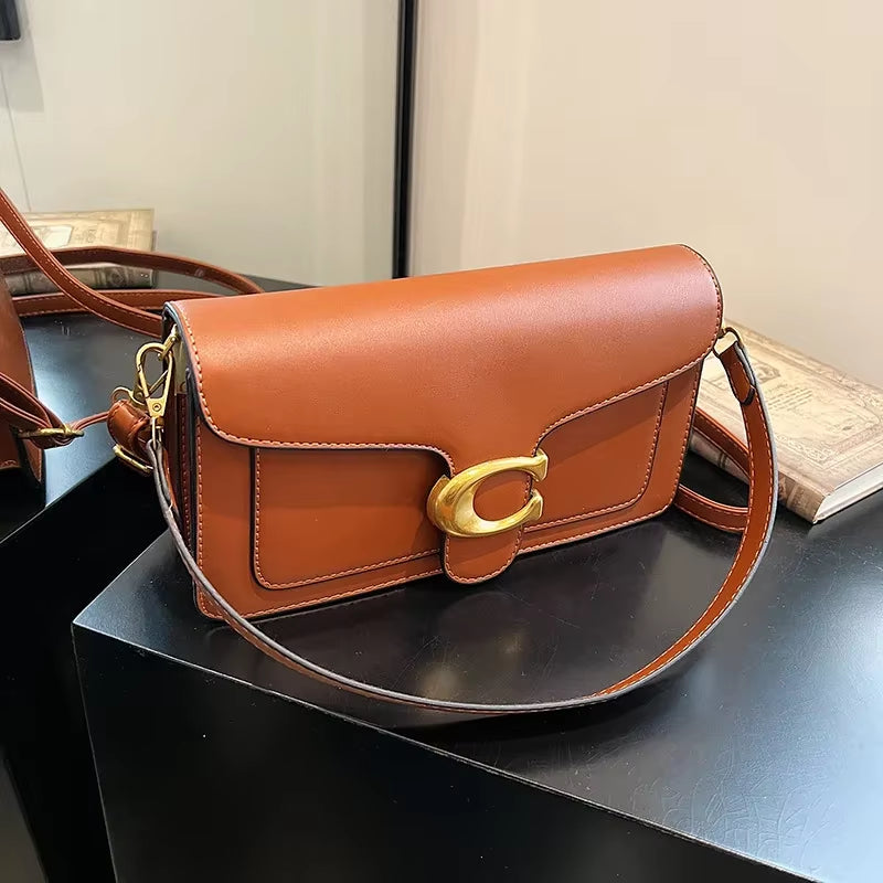 New Women'S High-End Pure Color Simple Square Bag Multi-Layer Commuting Single Shoulder Bag Neutral Minimalist Style